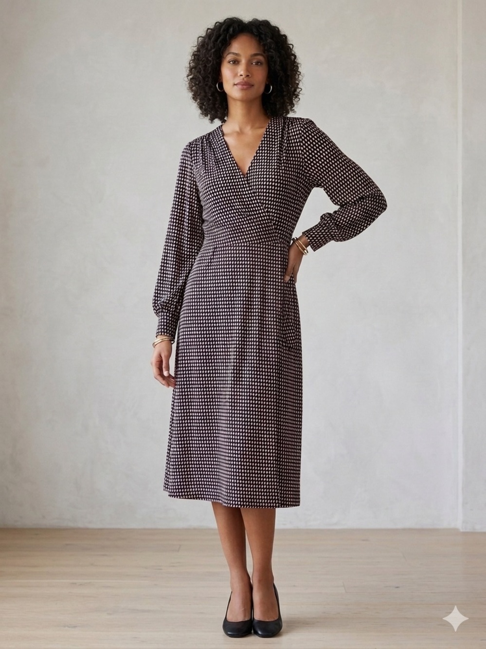 Adrianna Papell Geometric Faux Wrap Midi Dress Pink Green Black XL